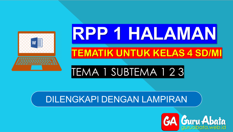 Contoh RPP 1 Lembar Kelas 4 Tema 1 Disertai Dengan Lampiran