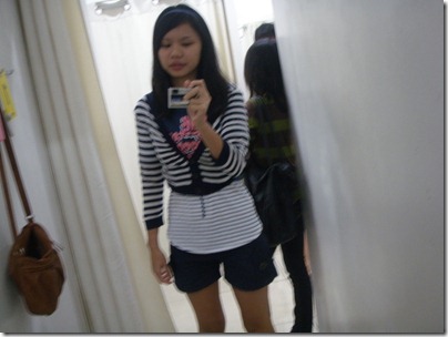 trying out the cardigan