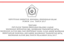 Pedoman Penulisan Ijasah MI, MTS dan MA Tahun 2016/2017