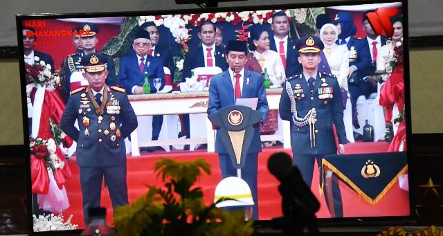 Polres Aceh Timur Ikuti Upacara Peringatan Hari Bhayangkara Ke-77 Secara Virtual