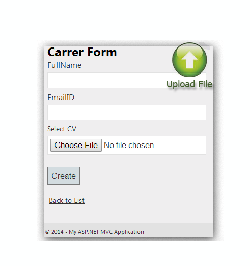 How to create career page with Upload file (CV) in MVC4.