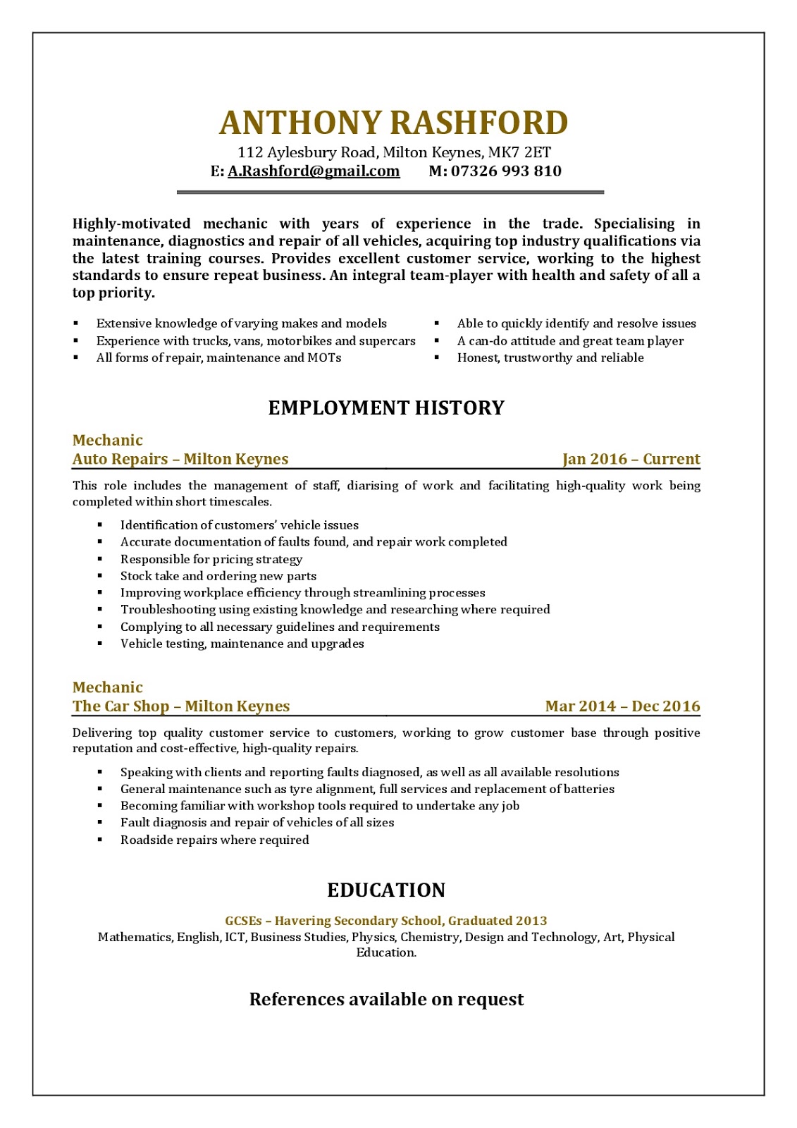 Mechanic Resume Examples 2019 , diesel mechanic resume examples 2020, auto mechanic resume examples, aircraft mechanic resume examples, automotive mechanic resume examples, military mechanic resume examples