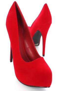 Red Smooth Velvet Close Toe Hidden Platform Pump Heels 