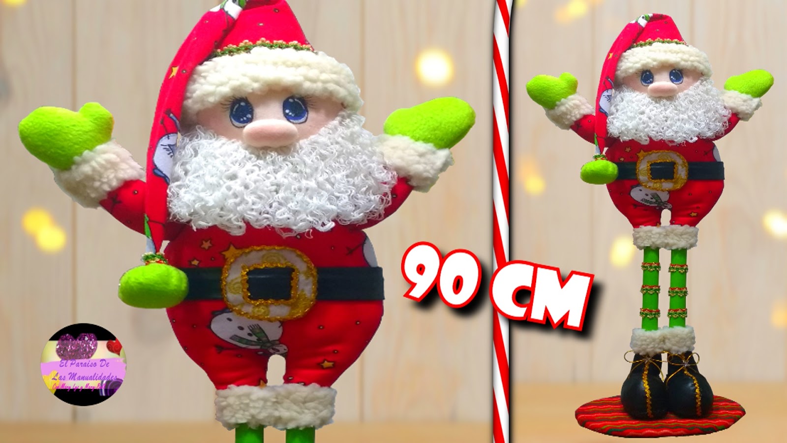 Papa noel patas largas parado de 90 cm de alto