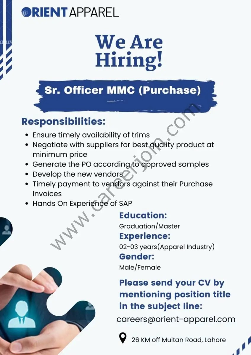 Jobs in Orient Apparel Pvt Ltd