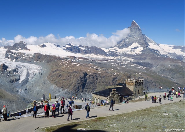 The Matterhorn is also very prominent viewed from the Gornergrat although the angle was not the best for viewing the pyramid shaped mountain. 