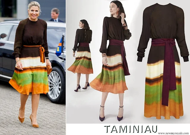 Queen Maxima wore Jan Taminiau silk twill dress