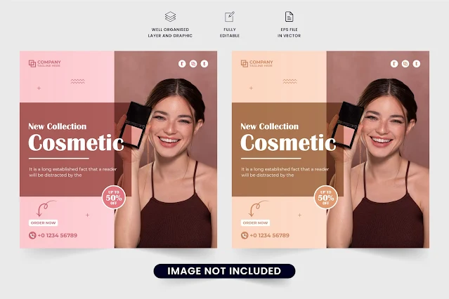 Modern cosmetic business template vector free download