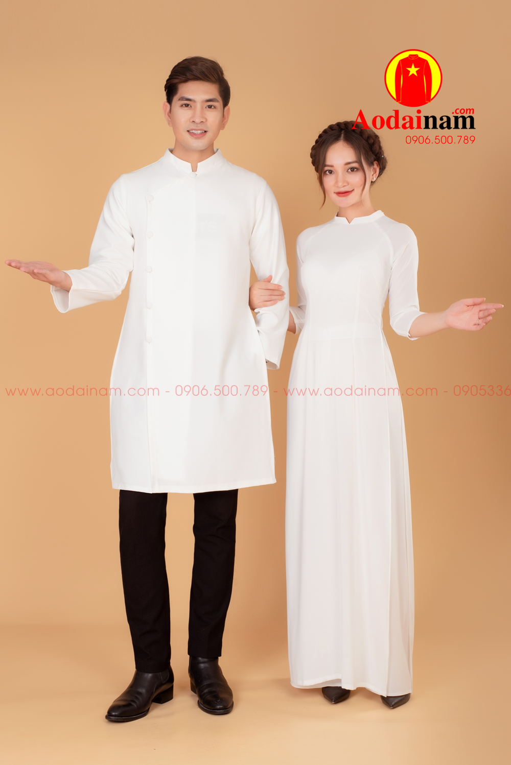 Áo dài nam may sẵn mầu trắng