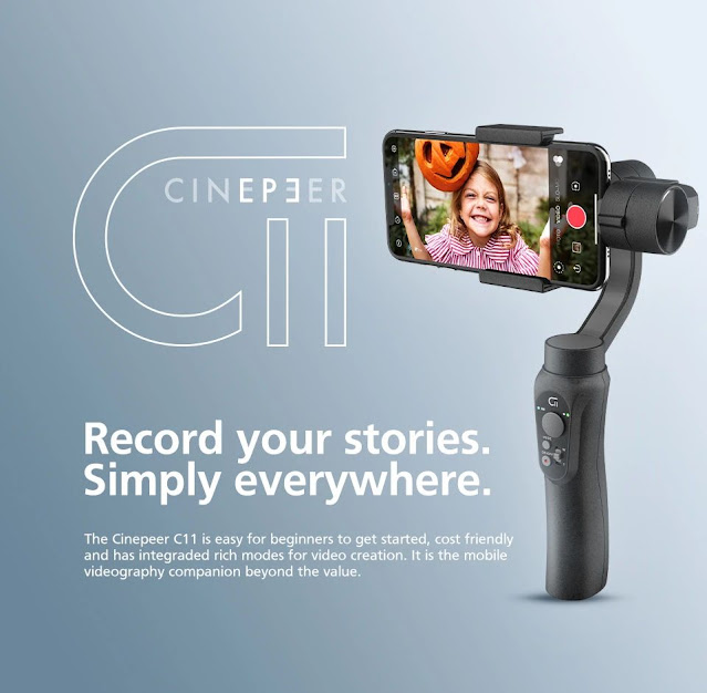 ZHIYUN CINEPEER C11 3-Axis Vlog Handheld Gimbal Stabilizer With Dolly Zoom Panoranma Mode for Smartphone Action Camera