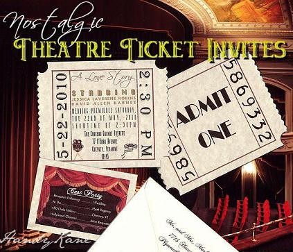 These Movie Star Hollywood Theatre Cinema Ticket Wedding Invitations are the