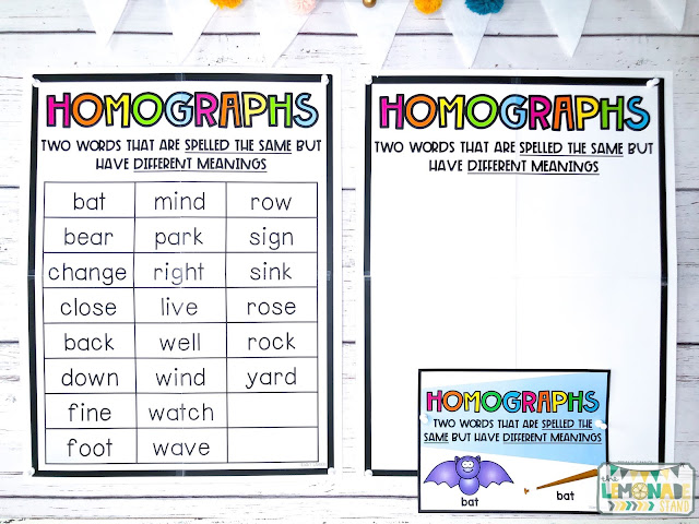 homographs activities and games