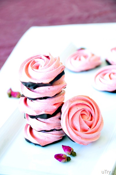 Chocolate Dipped-Strawberry Meringue Roses