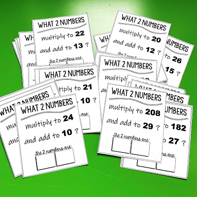 "What 2 Numbers?" Multiplication Facts Practice for Middle and High School Students