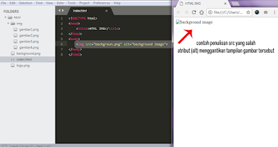 cara menggunakan atribut alt pada tag image dan hasilnya di web browser