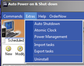 شرح قوائم برنامج Auto Power-on & Shut-down