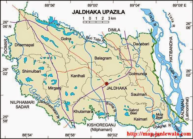 jaldhaka upazila map of bangladesh