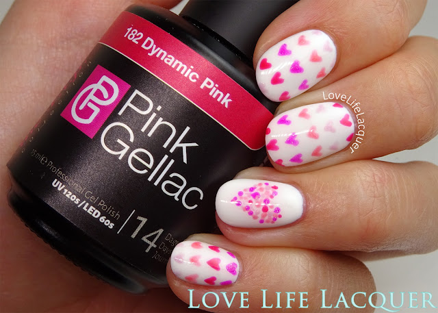 Pink Gellac Hearts nail art