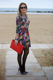 floral dress, Zara red clutch, Fabi shoes, Mercantia gioelli, Fashion and Cookies, fashion blogger