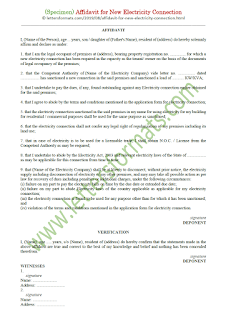 affidavit format for new electricity connection