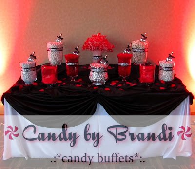 Candy by Brandi black white and red candy buffet for a wedding