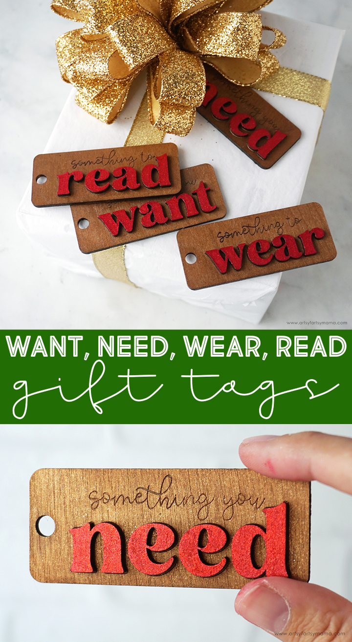 Wooden Want/Need/Wear/Read Christmas Gift Tags