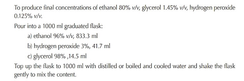 WHO guideline for preparation of hand sanitiser:( स्यानिटाइजर बनाउने तरिका): 