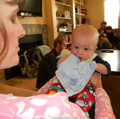 Danny gnawing on his burp cloth