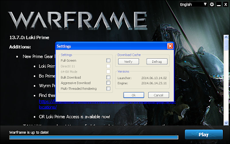 Warframe - Launcher Settings