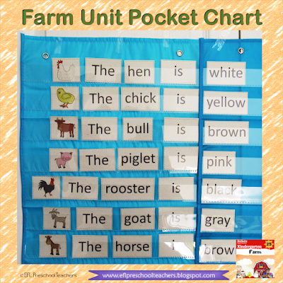 Farm unit Pocket Chart sentences