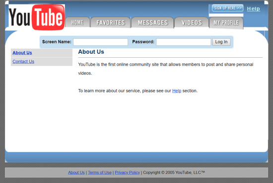 Youtube about page April 2005