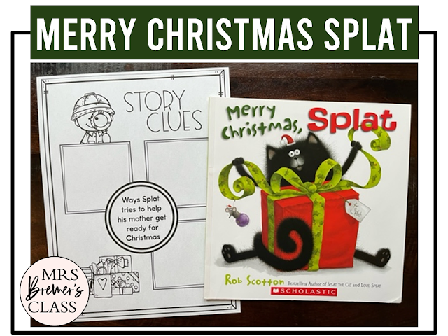 Merry Christmas Splat book activities unit with literacy printables, reading companion activities, lesson ideas, and a craft for Kindergarten and First Grade