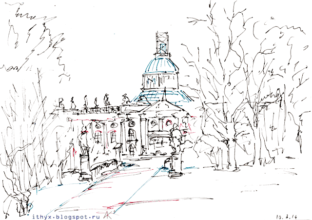 Барочный Новый дворец, Потсдам. Автор рисунка: художник Андрей Бондаренко #iThyx