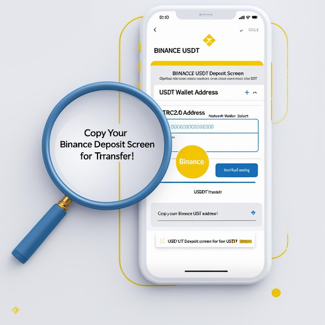 Screenshot of Binance USDT deposit screen for transfer.