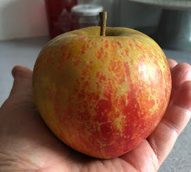 Large apple in palm of hand