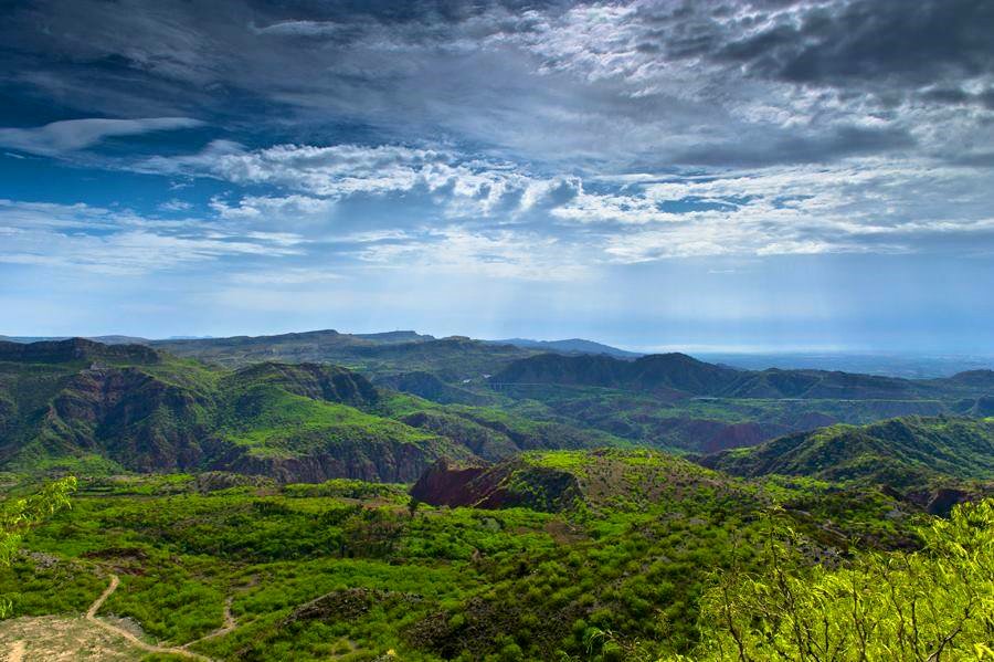 Aerial view of Soon valley. Sakesar valley. valley in Punjab .Khushab district. trip to Khushab district