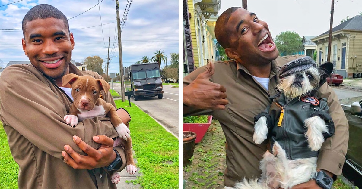 Adorable Pictures Of UPS Driver Posing With Dogs While On His Daily New Orleans Route