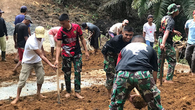 Satu Unit Gorong-gorong Hampir Selesai Dibuat Anggota Satgas TMMD KE-113