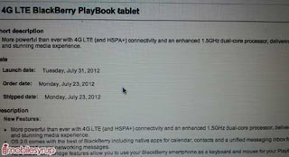 Blackberry Playbook 4G LTE Segera Hadir Pada 31 Juli