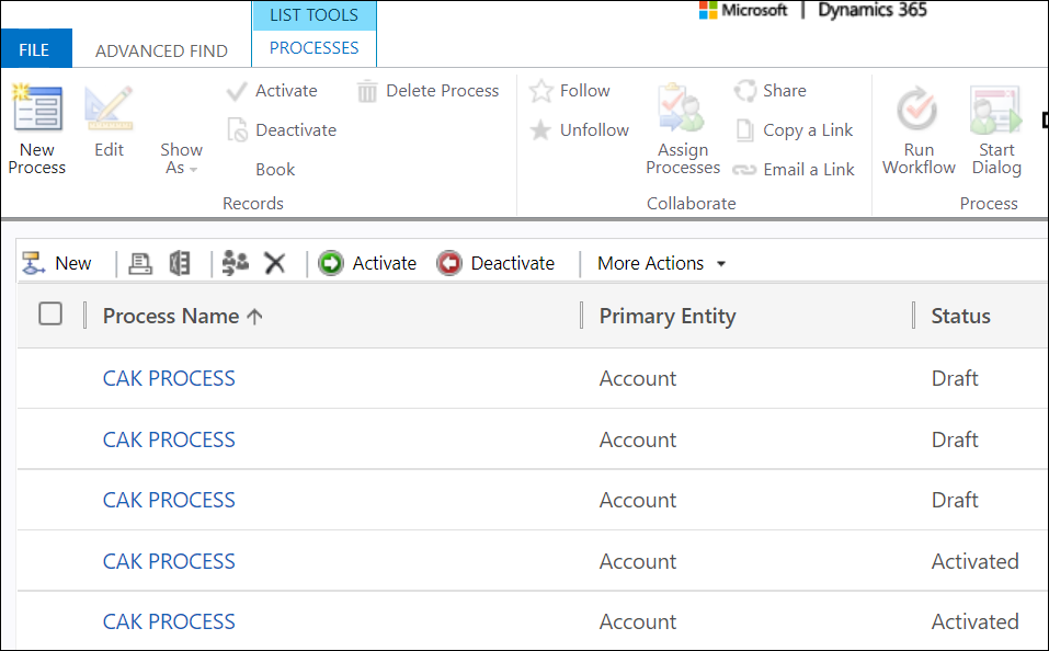 DUPLICATED WORKFLOWS IN DYNAMICS 365 ADVANCED FIND