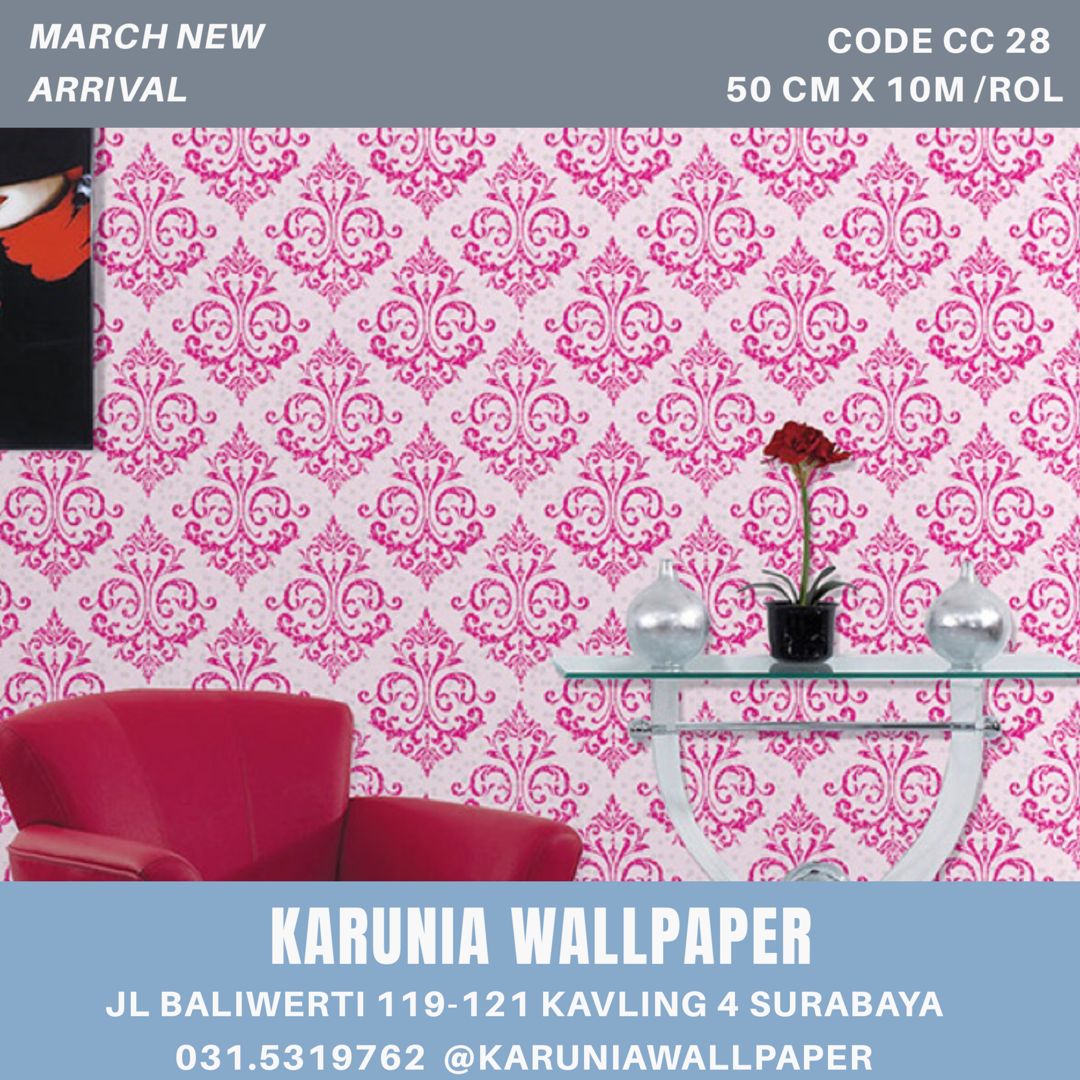 jual dinding wallpaper klasik pink surabaya