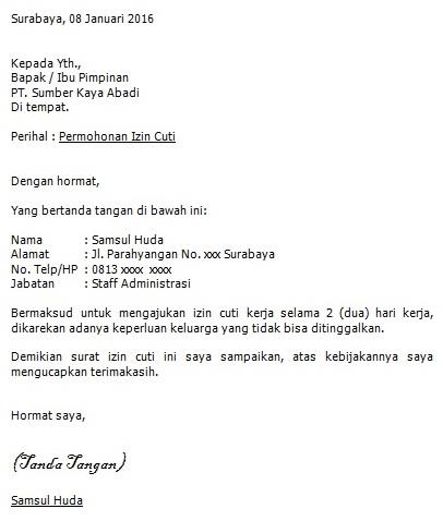 Contoh Surat Pengunduran Diri Kerja Format Word - Contoh Now