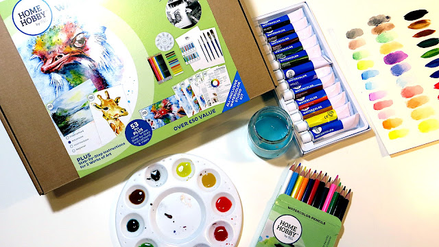 Is is possible to have all the supplies you need to start watercolor painting delivered to you in one kit? Let's see! I unboxed and reviewed the Home Hobby By 3L Watercolor Studio Kit and tried following one of their step-by-step guides on how to paint an ostrich in rainbow colors. 