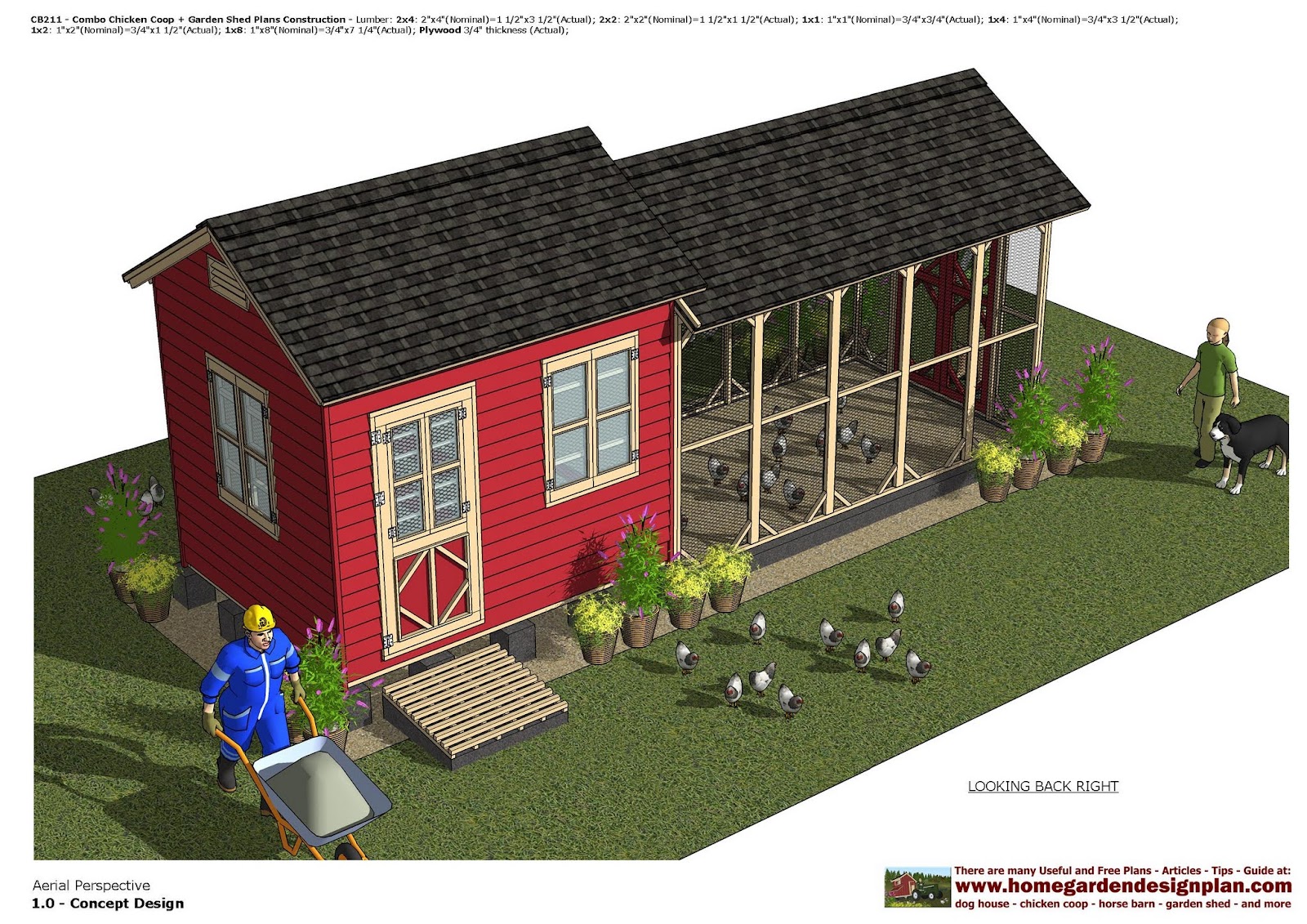 home garden plans: CB211 _ Combo Chicken Coop + Garden Shed Plans 