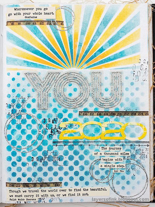 Layers of ink - New Year Art Journal Page by Anna-Karin Evaldsson.