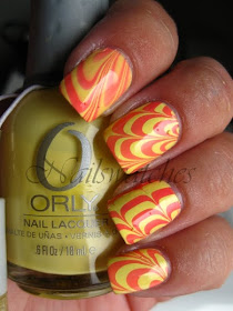 Watermarble with Orly Lemonade and Pixy Stix watermarble marble nails nailart orly sweet spring 2010 collection pastel pink pixy stix lemonade yellow creme nail polish nailswatches