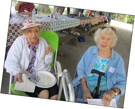 Peg Weber Stull, Ruth Weber --  visiting at the Weber Kuhn Reunion, Aug 26, 2017.