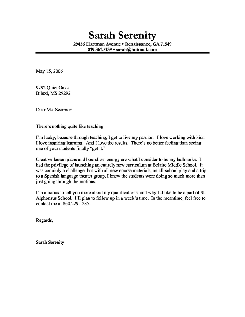 Resume Cover Letters Examples Free - Tipss und Vorlagen