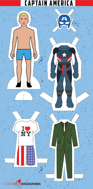 Captain America: Free Printable Paper Doll.  