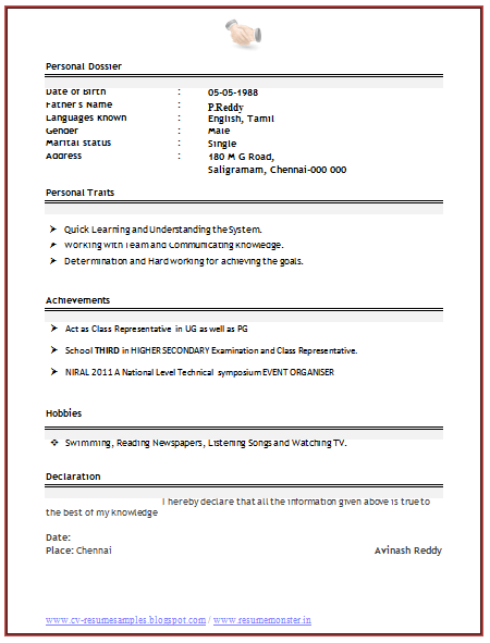 Bsc Chemistry Fresher Resume Format Download : Junior Java ...